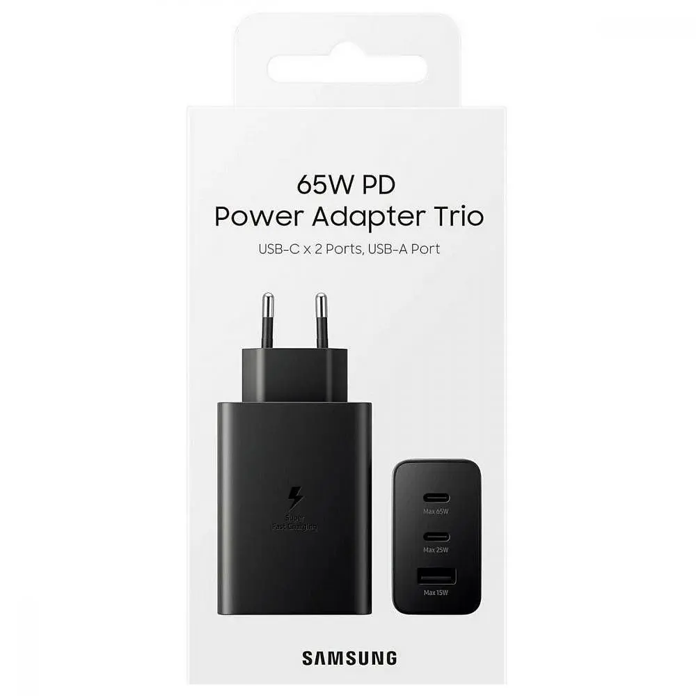 Зарядное устройство Samsung 65W Power Adapter Trio w/o cable Black (EP-T6530NBEG) - фото 6