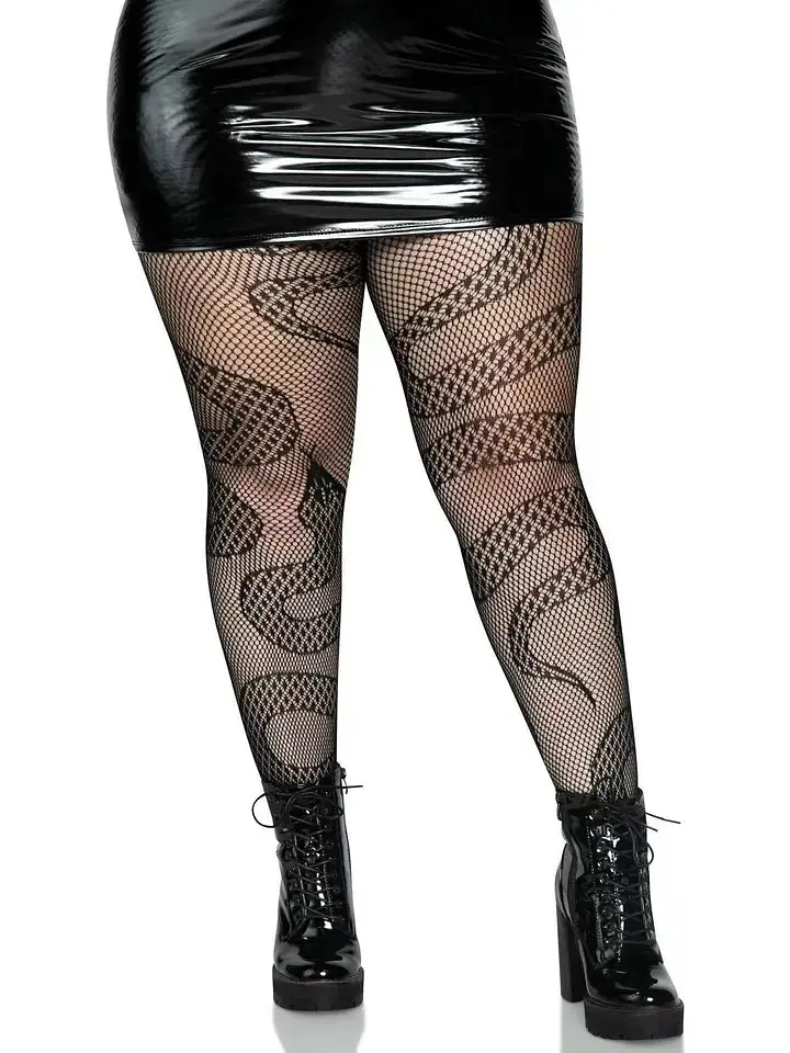 Колготки зі зміями в сітку one size чорні - фото 3