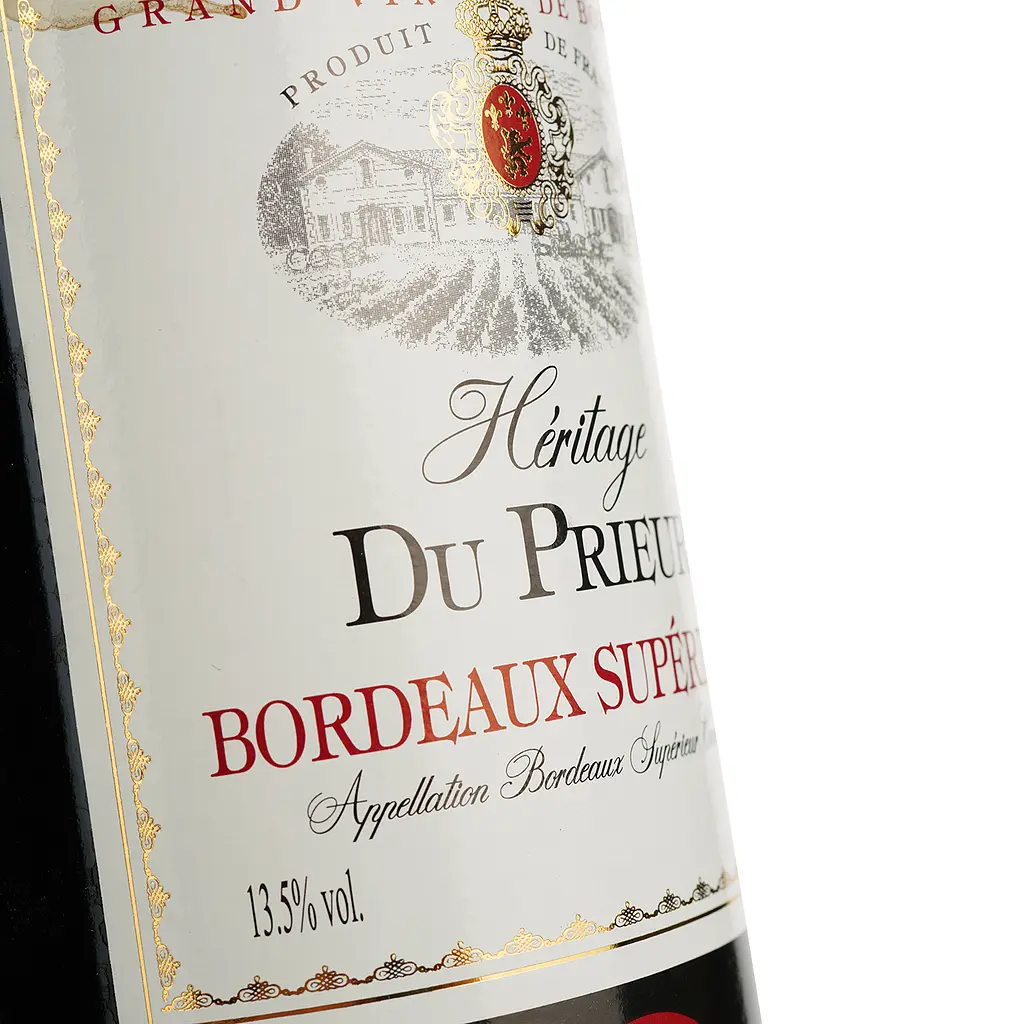 Вино Heritage Du Prieur Bordeaux Superieur AOP, красное, сухое, 0,75 л - фото 5