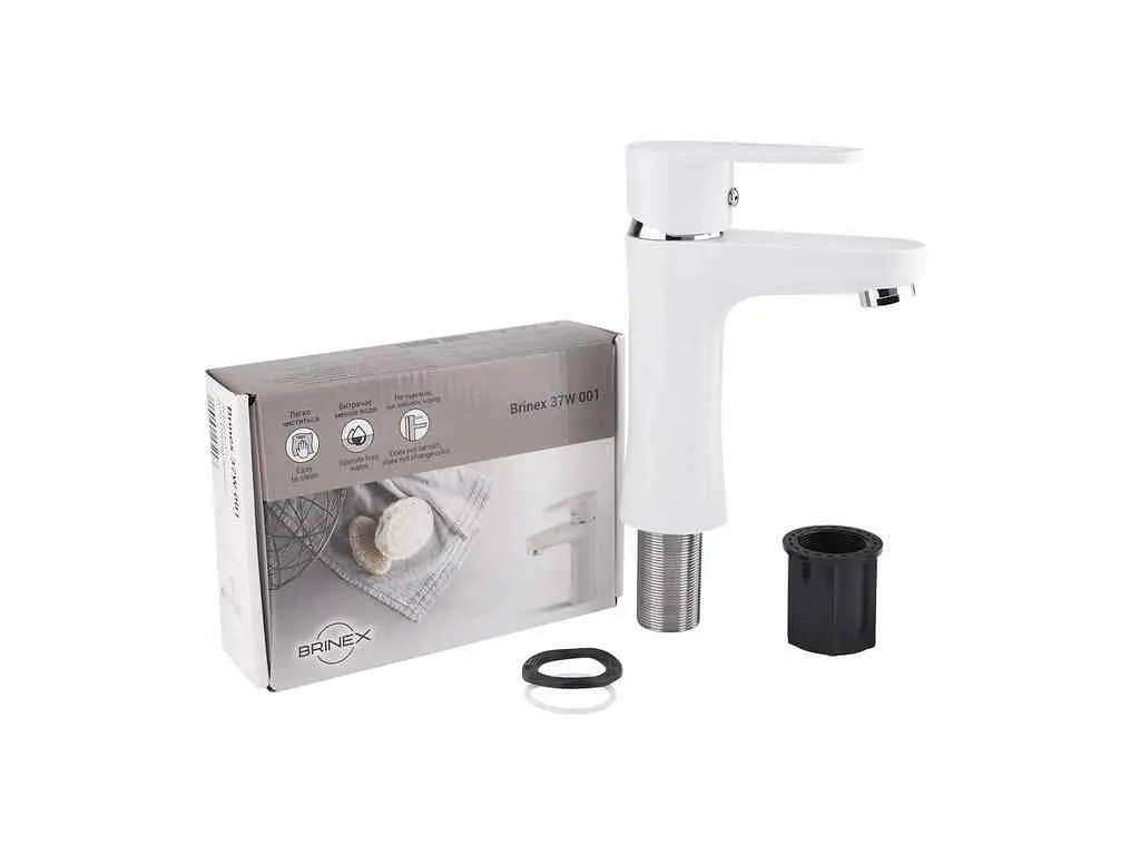 Змішувач Brinex на умивальник білий низький 37W 001 (k35) BRIN37W001 - фото 4
