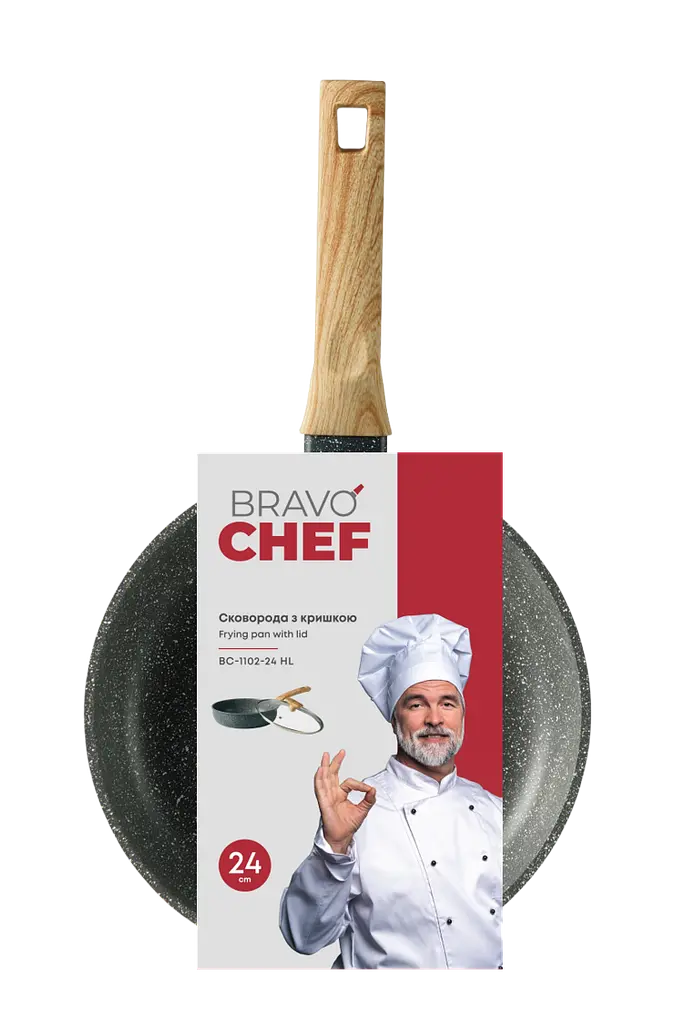 Сковорода з кришкою 24 см BRAVO CHEF kuh0017326 - фото 4