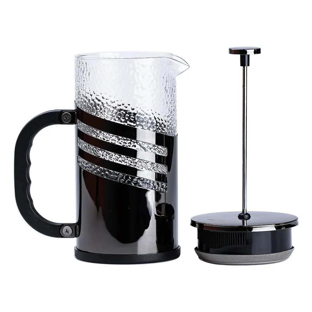Френч-прес чайник скляний Haus Roland 1 літр з фільтром фактурний, чорний TS Kitchen HP33537B - фото 5