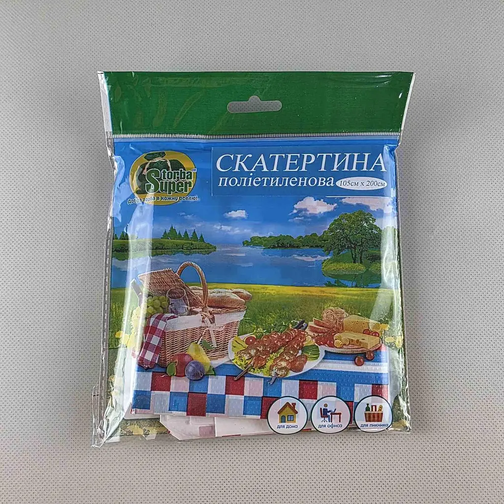 Скатертина одноразова Вишиванка біла 105x200 см 1 штука для святкового столу та тематичного оформлення