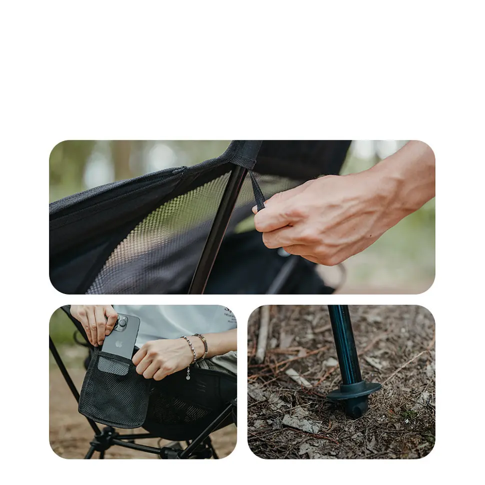Кресло складное Naturehike Clamshell 001 Triangle Folding Moon Chair, черный - фото 9