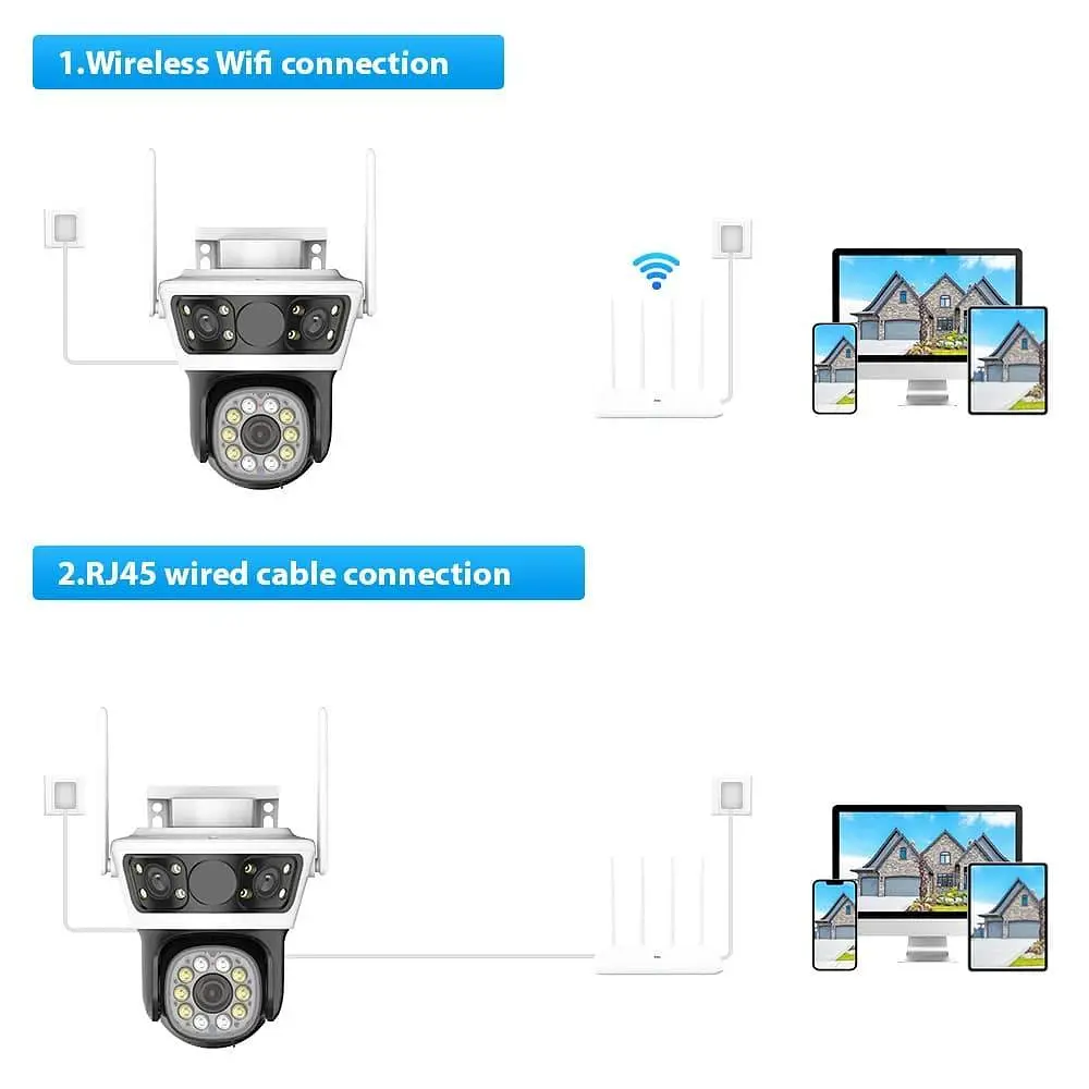 Вулична IP камера з трьома лінзами 6 Мп поворотна Wi-Fi з нічним баченням - фото 4