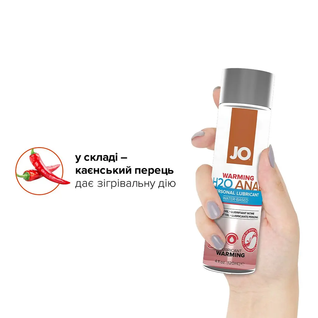 Анальна змазка JO ANAL H2O — WARMING (120 мл), розігрівальна, на водній основі - фото 4
