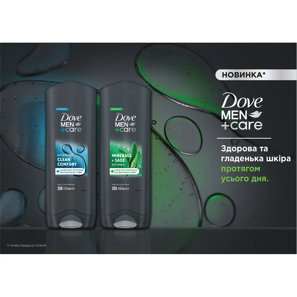 Гель для душу Dove Men+Care Чистота та комфорт 400 мл (8717644683149/8720181313448) - фото 4