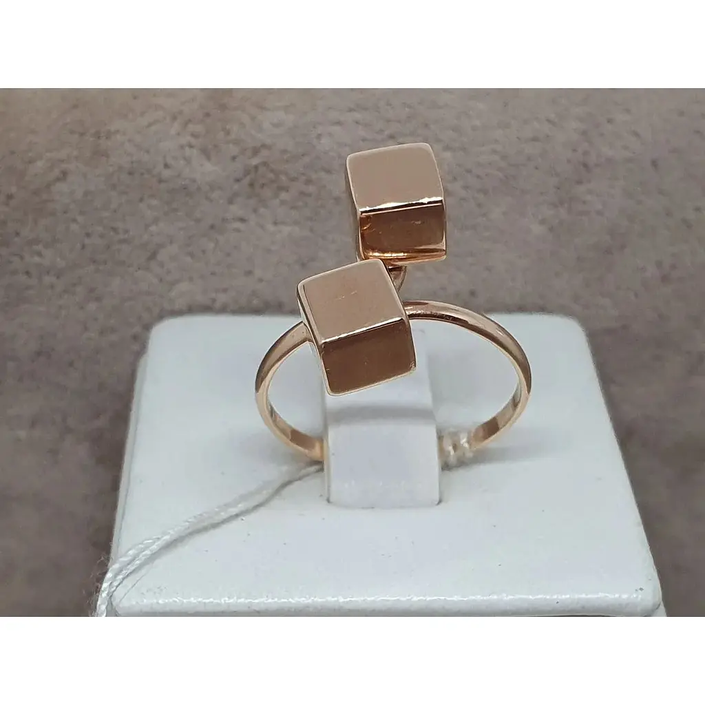 Золота незамкнена каблучка Tango Кубики. 391105 18 - фото 4