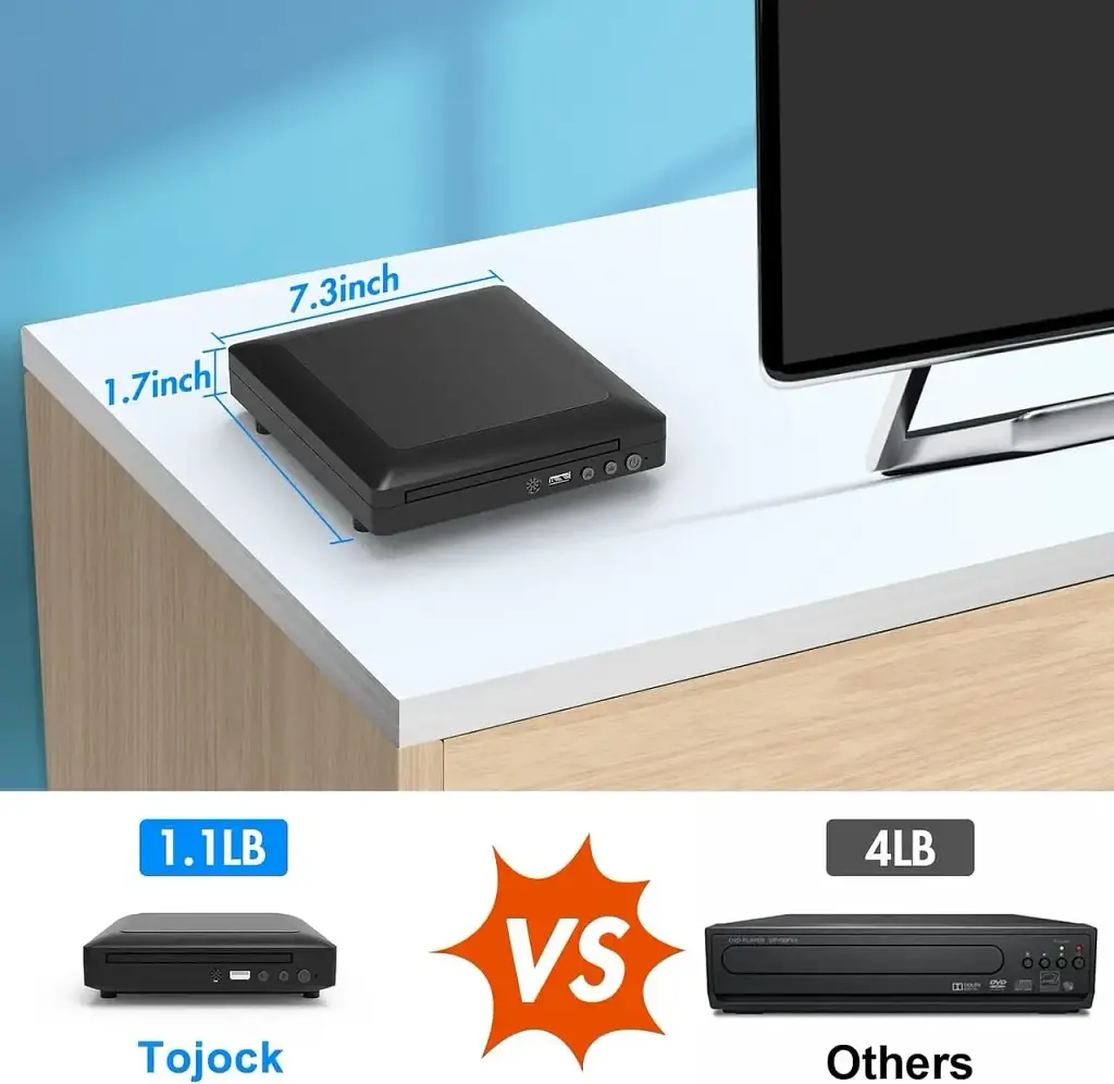 DVD плеєр Tojock Mini Multimedia Player DVP-508 Програвач DVD дисків для телевізора з кабелями HDMI AV - фото 3