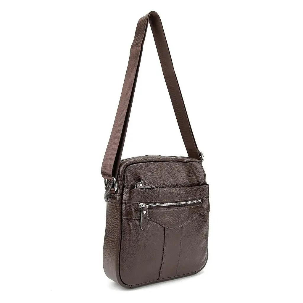 Шкіряний маленький чоловічий месенджер коричневий Tiding Bag M56-0187C - фото 6
