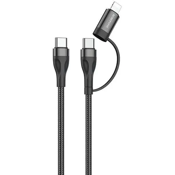 Кабель Borofone BX61 Type-C to Type-C+iP 3A 60W Black - фото 3