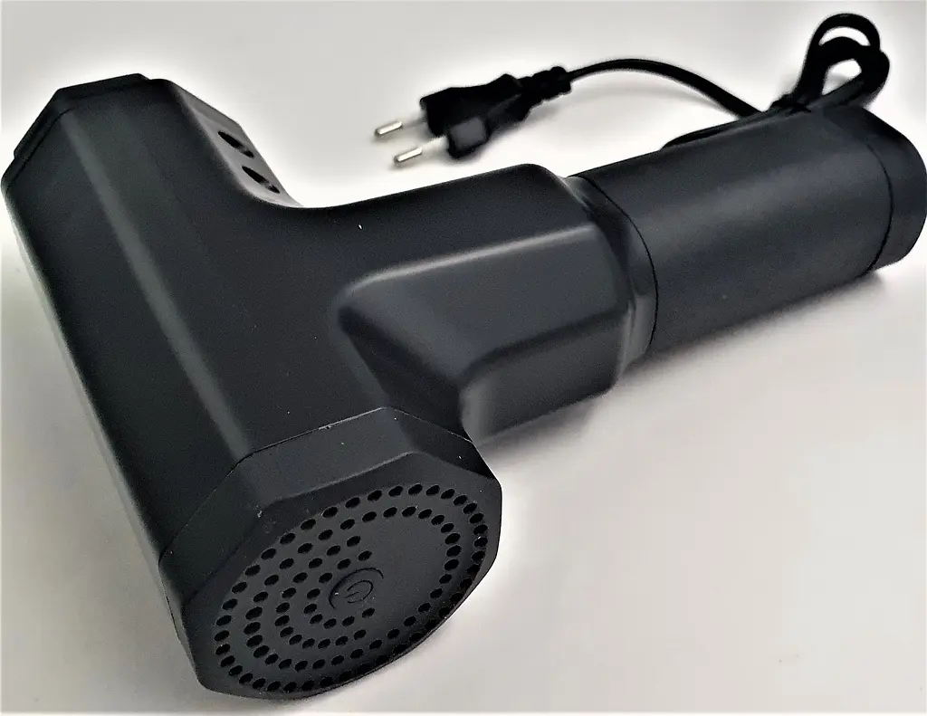 М'язовий масажер для тіла ручний 220V портативний 4 насадки Fascial Gun RF-709 чорний - фото 4