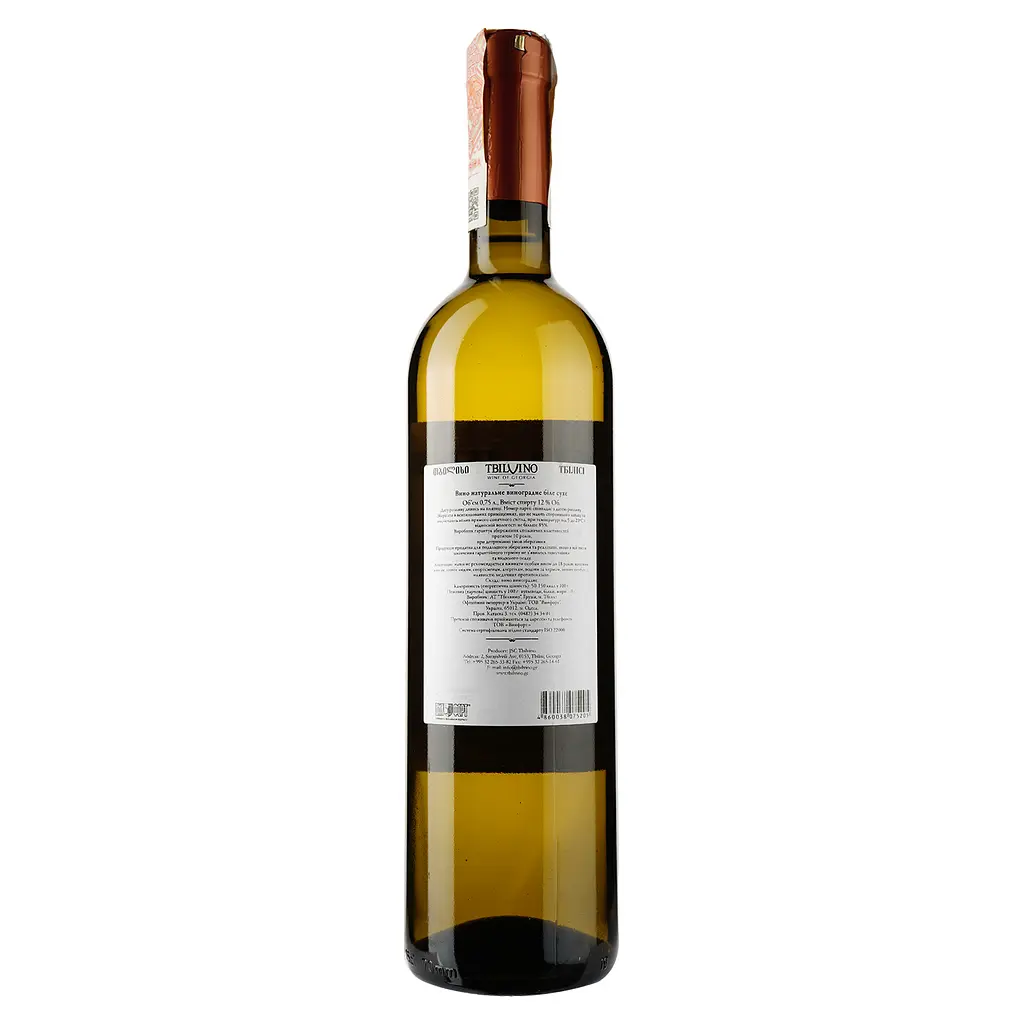 Вино Tbilvino Tbilisi, біле, сухе, 12,5%, 0,75 л - фото 2