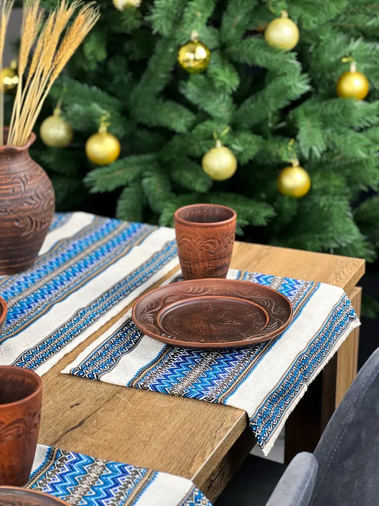 Лляна доріжка з українським орнаментом Рандеву 140х30 см Синій - фото 8