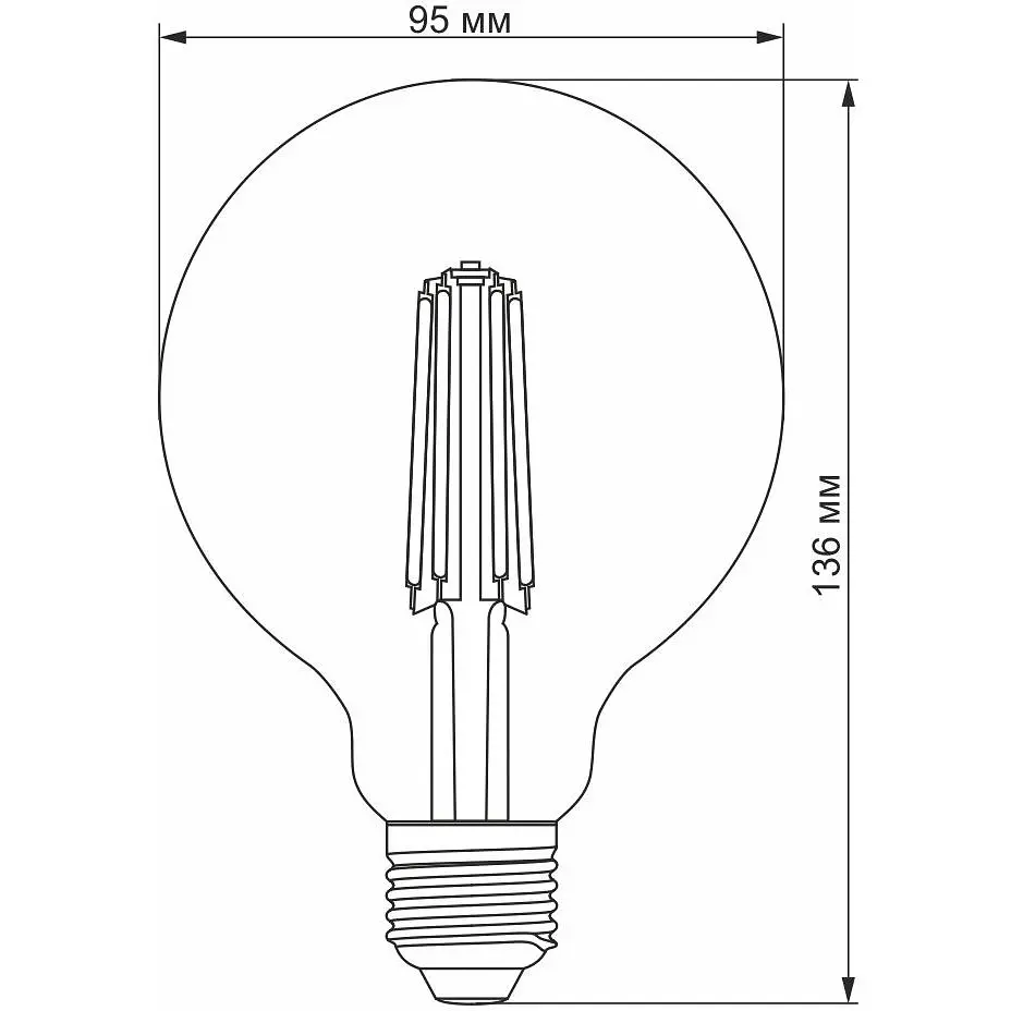 Світлодіодна лампа LED Videx Filament G95FD 7W E27 4100K дімерна (VL-G95FD-07274) - фото 3