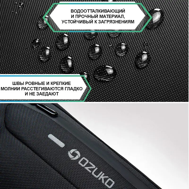 Рюкзак-антивор городской Ozuko 9223 с кодовым замком USB 5 л черный (16210) - фото 9