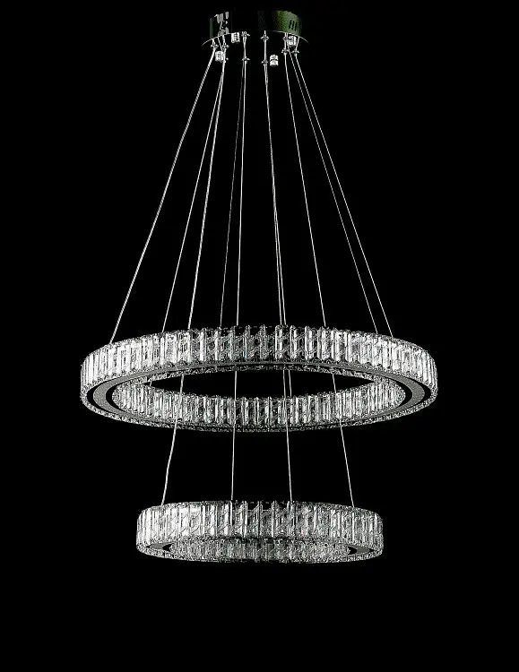 Підвісна світлодіодна люстра Splendid Ray L8045/400+600/2 LED (CH+clear), 2 кільця, хром, 40-60 см - фото 3