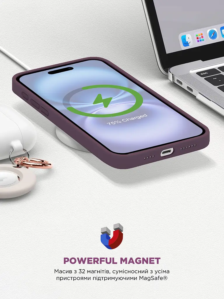 Силиконовый чехол с MagSafe для Apple iPhone 16, ICON2 MagCase, бордовый, противоударный, панель с мягкой подкладкой, защита всего корпуса, поддержка беспроводной зарядки, совместим с защитными стеклами и пленками, ArmorStandart (ARM81312) - фото 9