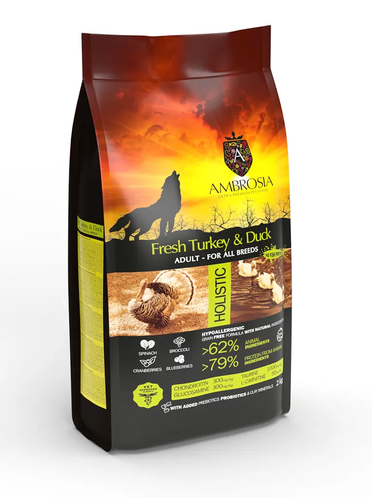 Корм сухой Ambrosia Grain Dog Adult Fresh Turkey & Duck для взрослых собак всех пород со свежей индейкой и уткой 12 кг - фото 2