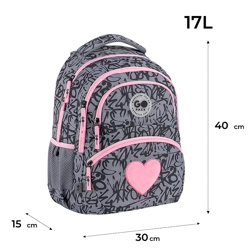 Рюкзак GoPack Education 175M-4 Fluffy Heart Серо-розовый (GO26-175M-4) - фото 2