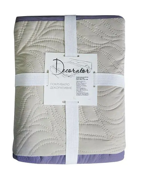 Покривало Decorator двостороннє — Листя бузковий/бежевий 210x215