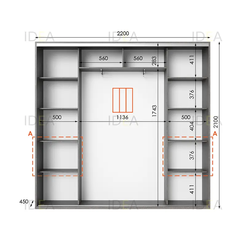 Шафа-купе Idea серія 7 220 x 45 x 210 см Венге темний - фото 2