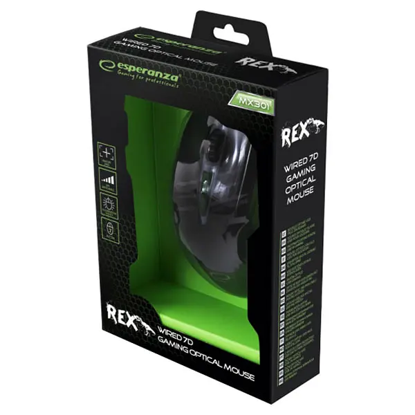 Миша Esperanza MX301 Rex USB Black/Green (EGM301) - фото 4