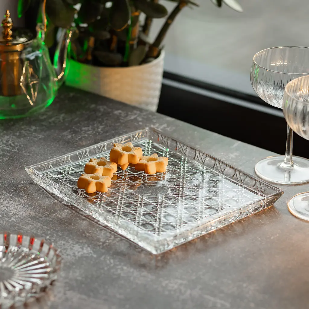 Блюдо для закусок Lirmartur скляне 24,5*20,5*2 см, hexagon Yiwu HP-YH-38 - фото 4