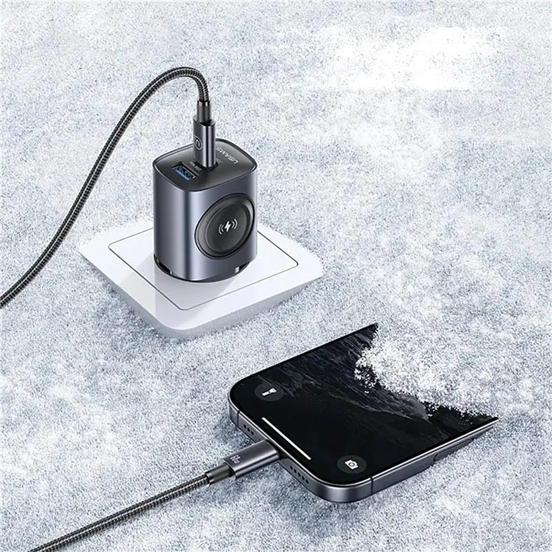 МЗП Usams US-CC293 T67 Multifunctional iWatch Charger 20W (1USB-A/1C) Tarnish - фото 7