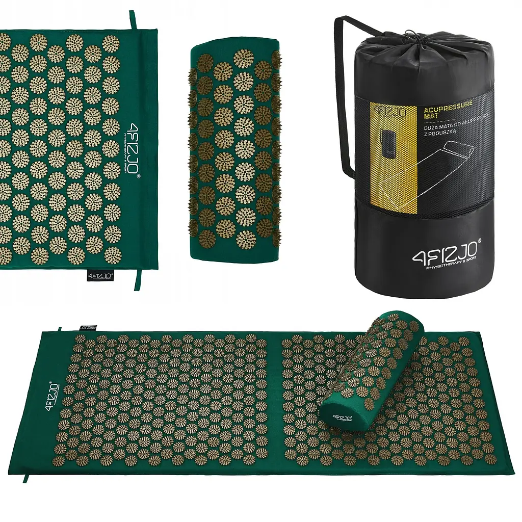 Килимок акупунктурний 4FIZJO Аплікатор Кузнєцова з валиком 128 x 48 см Navy Green/Gold 4FJ0289 (P-5907739313317) - фото 2