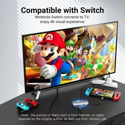 Концентратор Vention USB3.1 Type-C --> HDMI/VGA/USB 3.0/PD 100W Hub 4-in-1 (TOAHB) - фото 7