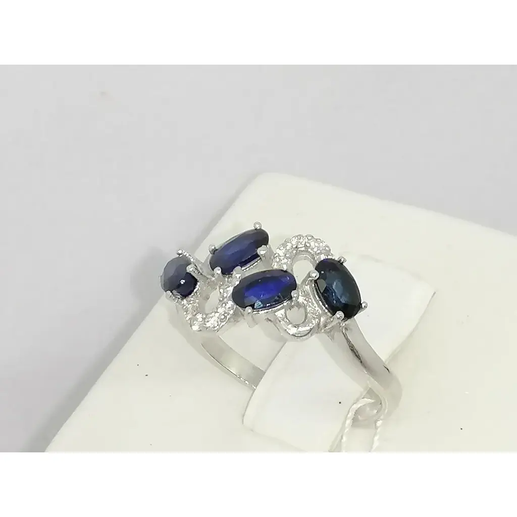 Срібне кільце Агні Абриель з фіанітами і сапфіром. 1026/1Р-SPH 17 - фото 3