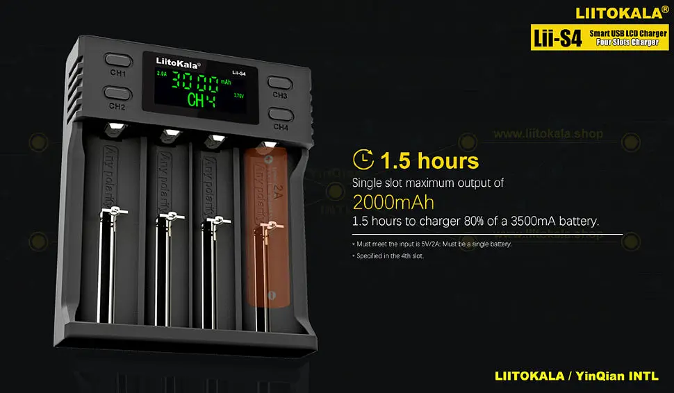 Зарядний пристрій Liitokala Lii-S4, 4 канала, Ni-Mh/Li-ion/LiFePo4, USB, LCD, Box - фото 5