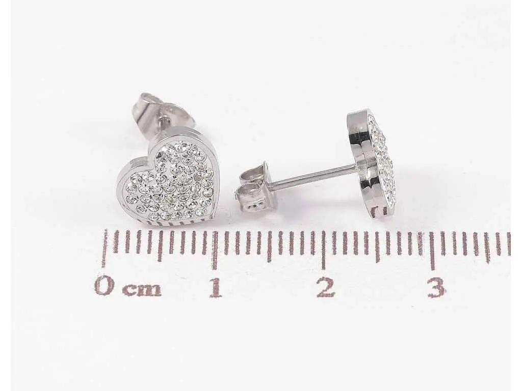 Сережки Xuping TTM Stainless Steel Родій пусети "Сердечка з кристалами" 284009 - фото 2
