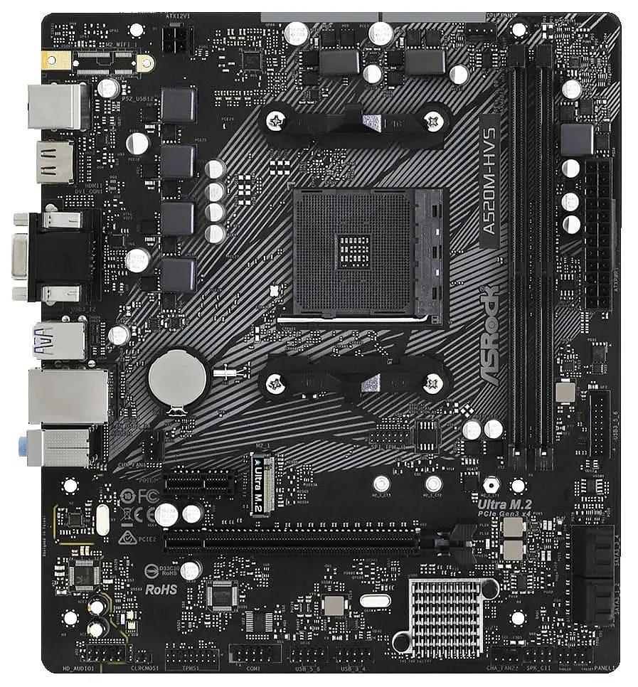 Материнська плата AsRock A520M-HVS (A520M-HVS) (Socket AM4, AMD A520, Micro-ATX)