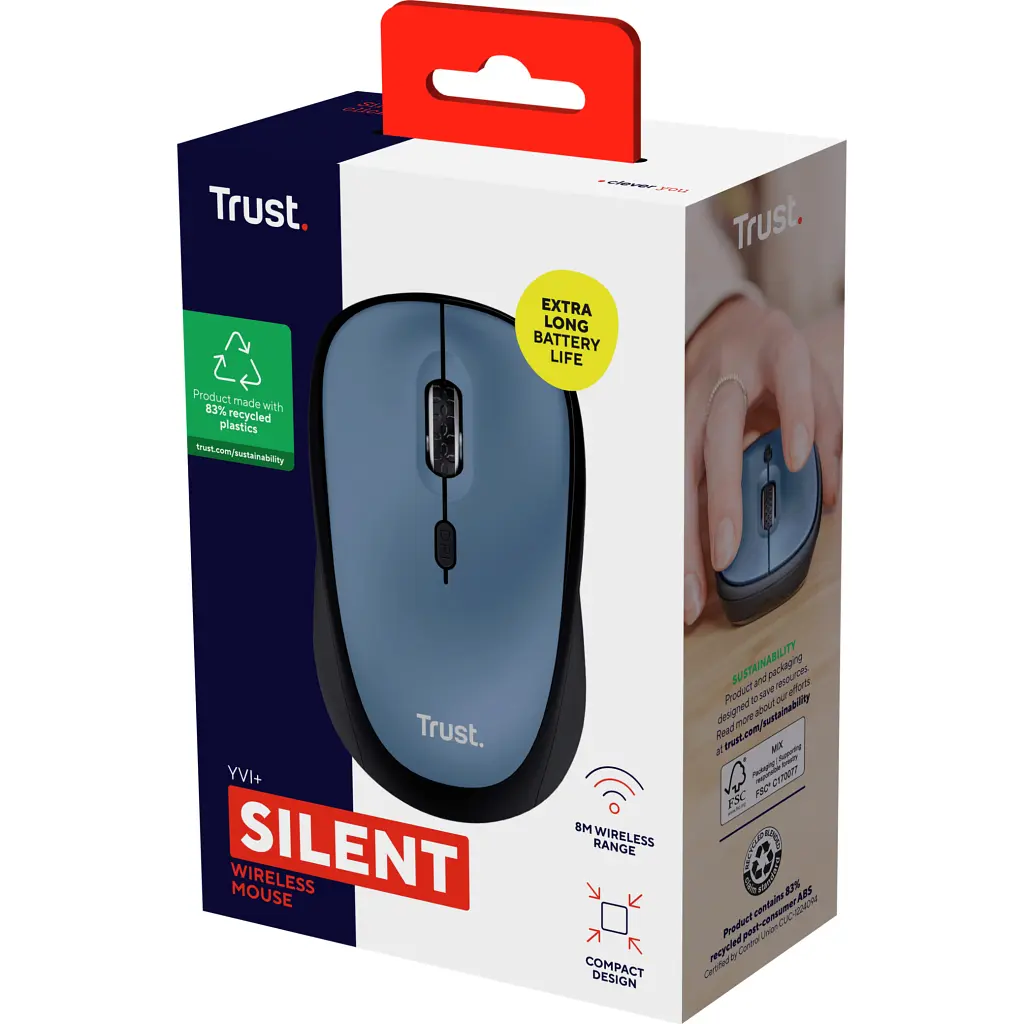 Мишка Trust Yvi+ Silent Wireless Dark Blue (25514) - фото 6