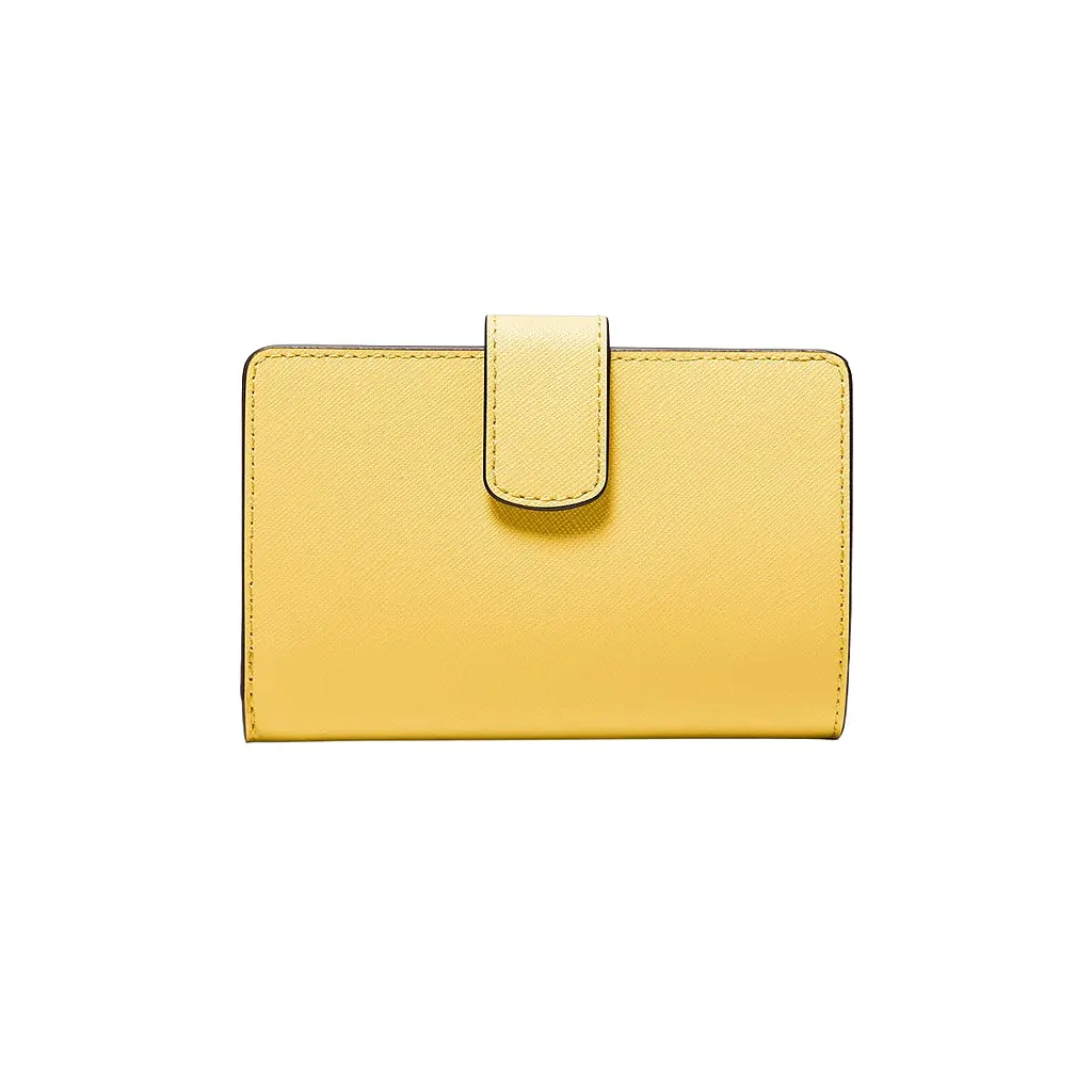 Жіночий шкіряний гаманець MICHAEL KORS Medium Crossgrain, жовтий - фото 3