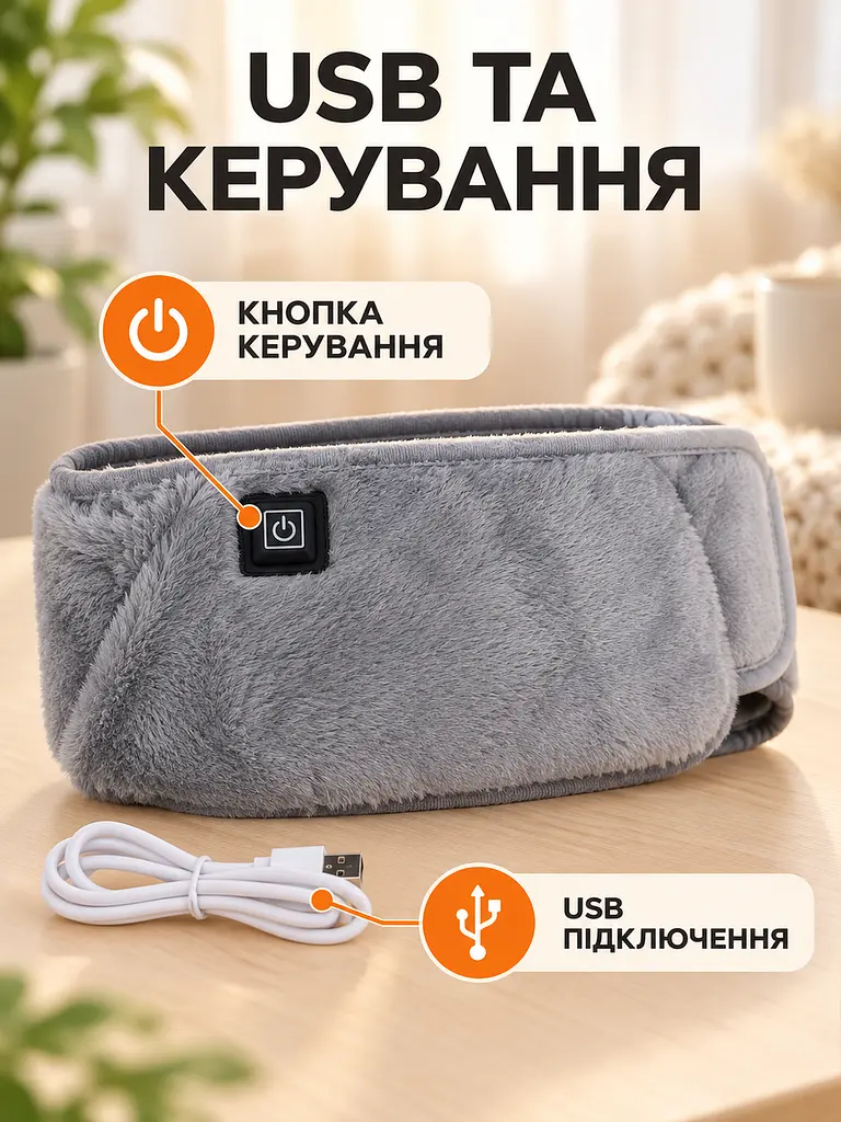 Пояс електричний зігріваючий USB універсальний з кишенею для рук, сірий (4760586326) - фото 6