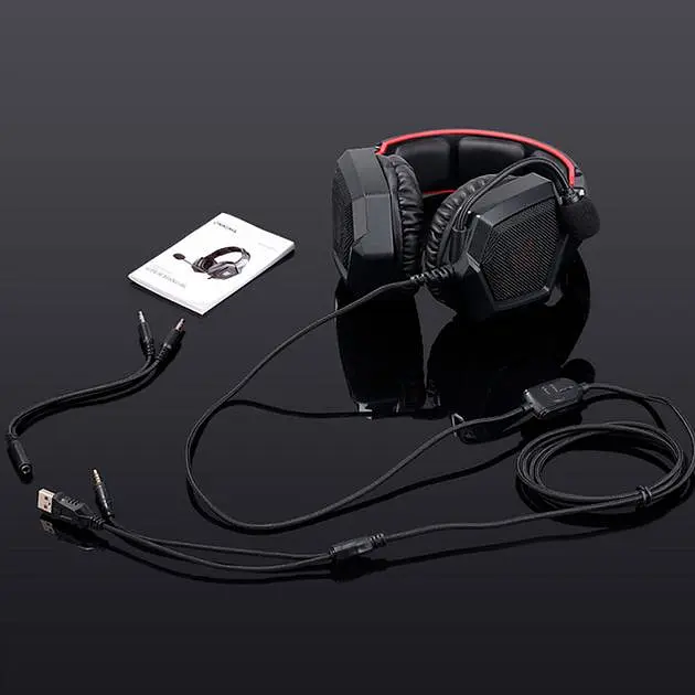 Проводная игровая гарнитура Onikuma Gaming K8, USB, 3.5mm, 2.2m, LED black - фото 7