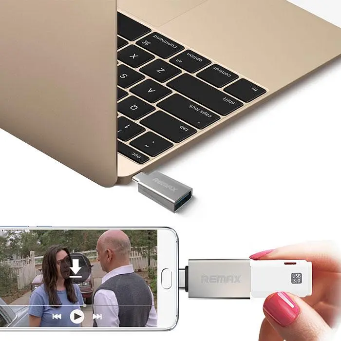Адаптер Type C-USB 3.0 Remax RA-Otg1 Otg золотий - фото 6
