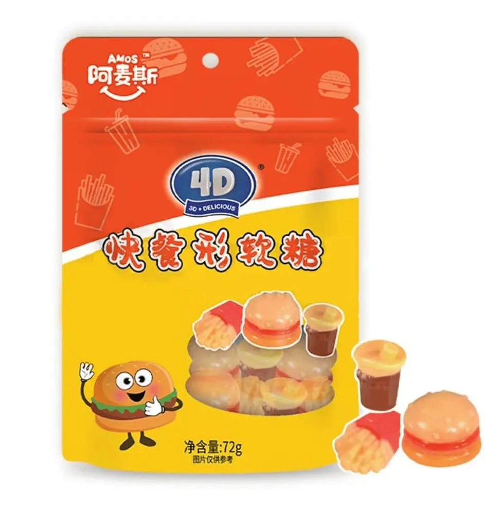 Желейні цукерки Amos 4D Fast Food Assorted Flavor 72г - фото 2