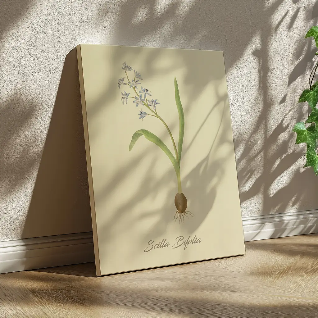 Інтер'єрна картина Ботанічна ілюстрація, Scilla Bifolia, ботаніка, інтер'єрний декор, 60×45 см (id7155) - фото 2
