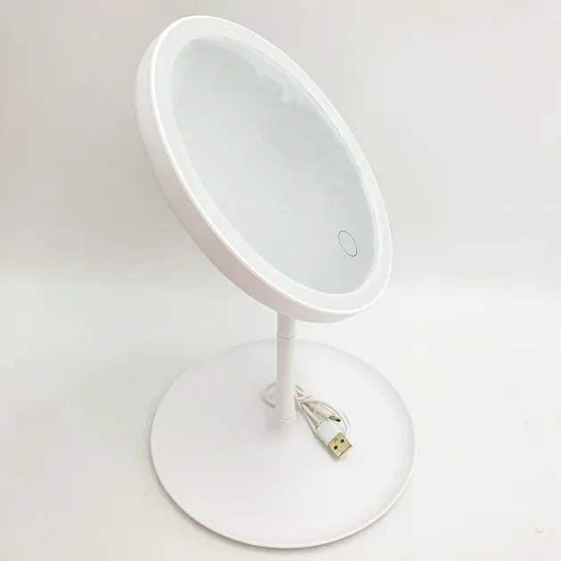 Дзеркало з Led підсвічуванням від USB кругле косметичне для макіяжу регулювання та яскравості світіння UKC 809 білий - фото 5