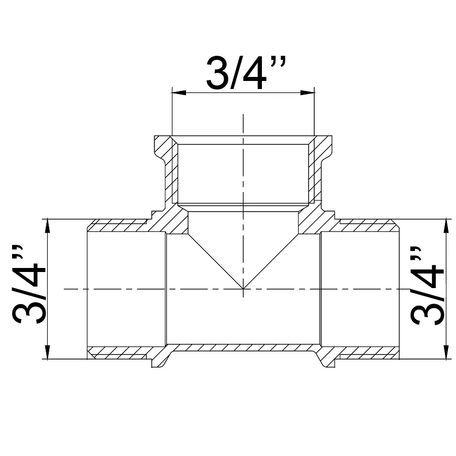 Трійник латунний 3/4″ЗР х 3/4″ВР х 3/4″ЗР ливарний 658Б 000016589 - фото 4