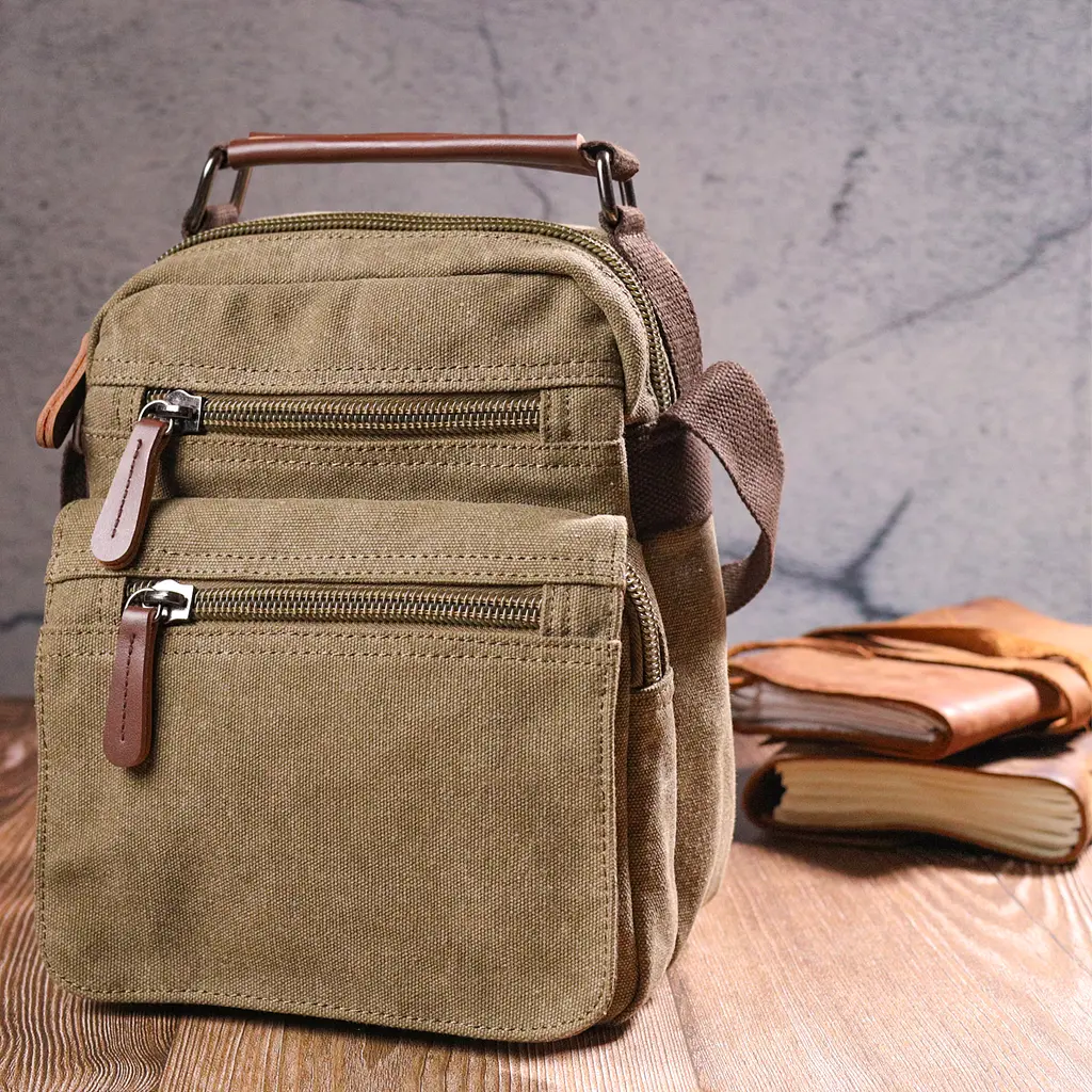 Мужская тканевая сумка из плотного текстиля Vintage 21х24х9 см sum0021422 - фото 16