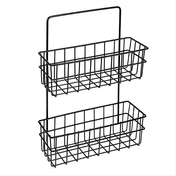 Настінна полиця-органайзер Stenson 25.5х10х33.5 см чорна (25584) - фото 2