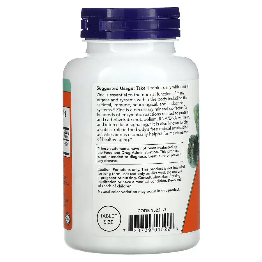 Вітаміни та мінерали NOW Zinc 50 mg, 250 таблеток - фото 3