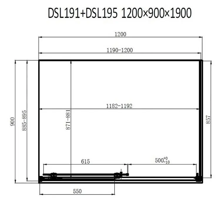 Душова кабіна Dusel DSL191B+DSL195B Black Matt 1200x900x1900, Чорний матовий, Універсальна, прозрачний, Чорний матовий, 120x90 - фото 3