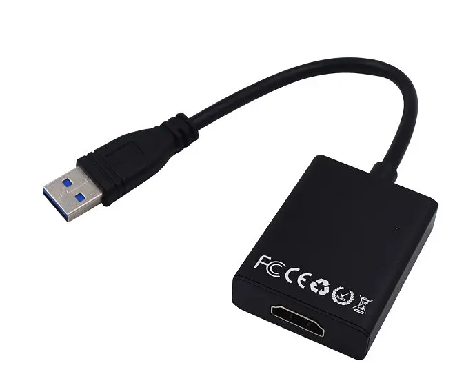 Перехідник USB 3.0 Type-A HDMI AF кабель 20см, чорний - фото 4