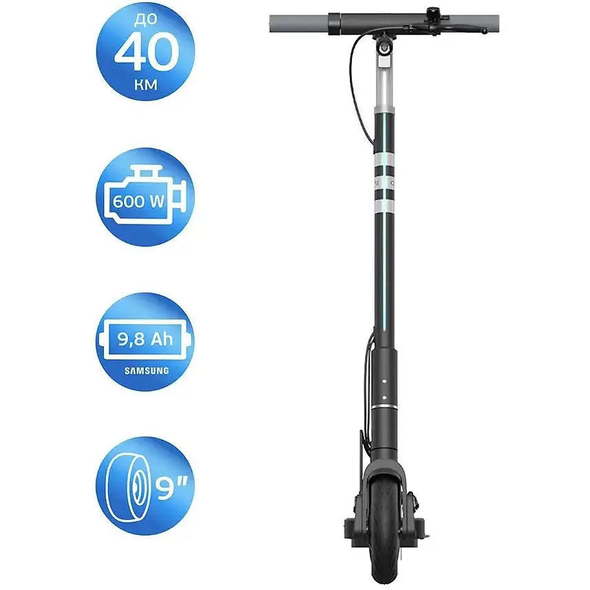 Електросамокат OKAI ES20-NEON 300/600W 36V 9.8Ah 25км/год 40км 8.5" NFC LED дисплей IPX5 складаний чорний - фото 6